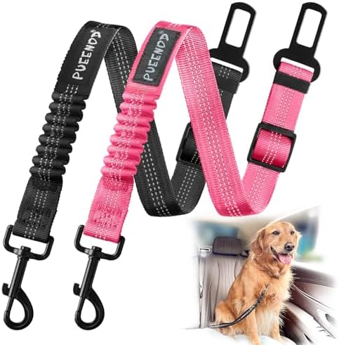 2 Pack Dog Seat Belt Adjustable Dog Car Seatbelts by PUEENOD