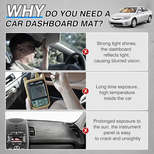 Cartist Black Dash Cover for Toyota Camry 2007-2011 Dashboard Cover Mat - Image 2