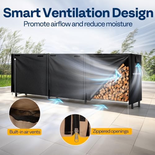 VIVOHOME 12ft Waterproof Outdoor Firewood Log Rack Cover - Image 5