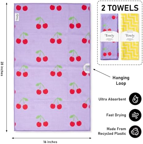 Kitchen Towels Set of 2, Double-Sided 16x28 Microfiber Waffle Weave Dish Towels - Image 2