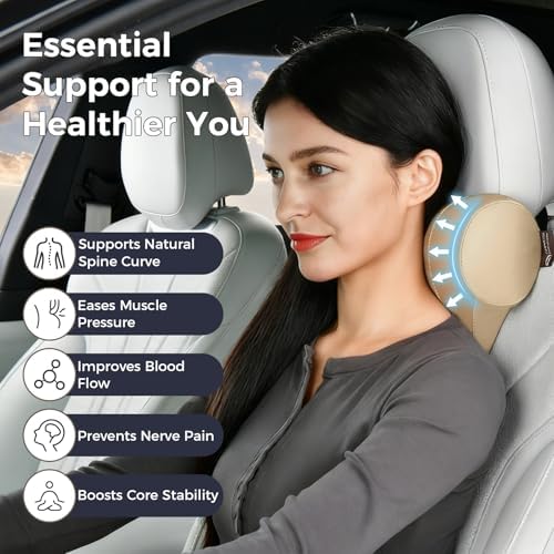 Coverado Car Headrest Pillow, Ergonomic Memory Foam Car Neck Pillow - Image 3