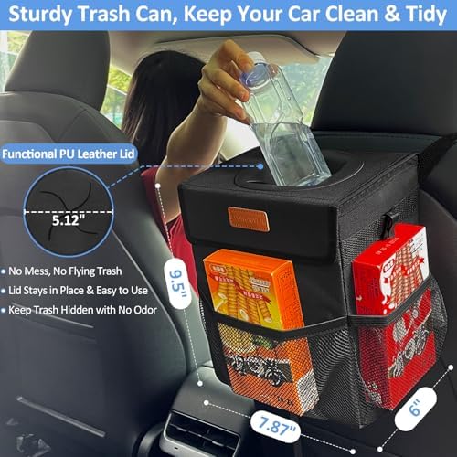ELONGRIVER Leak Proof Car Trash Can - Image 2