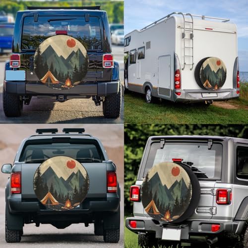 Rv Spare Tire Cover Wheel Mountain Forest Tree Sun Tire Covers Wheel Protectors - Image 6