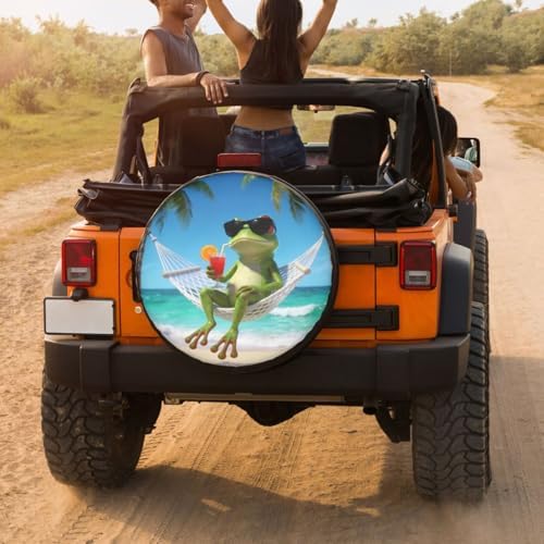 Summer Green Frog Spare Tire Cover Dust-Proof Wheel Tire Cover Fit Trailer - Image 4
