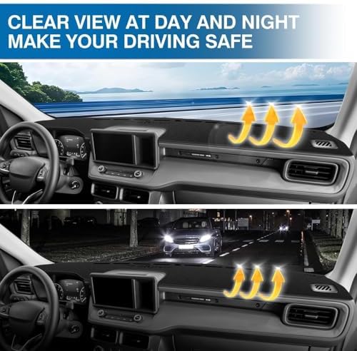 KUST Black Dash Cover for Ford Maverick 2022-2024 2025 2026 Polyester Dashboard - Image 6
