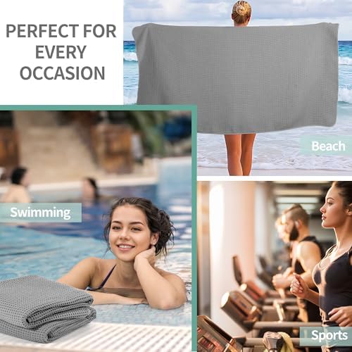 Microfiber Waffle Bath Towels, 4 Pieces, Fast Drying, Lint Free 430 GSM - Image 7