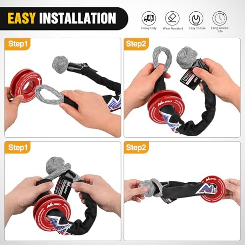 Nilight 2PCS Synthetic Soft Shackle 1/2" x 24" & Recovery Ring Kit - Image 7