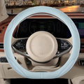 Nappa Leather Blue D Shaped Steering Wheel Cover 14 inch by Binsheo