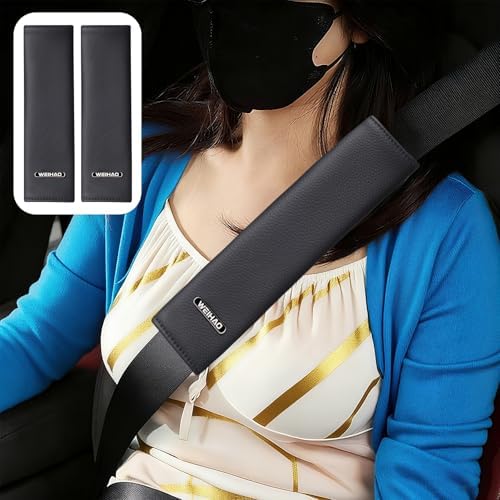 2Packs Car Seatbelt Cover 8.66 Inch, Short Leather Car Seat Belt Cover Pad by WEIHAO