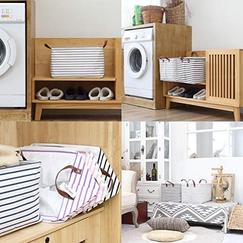 Hinwo 2-Pack Large Canvas Fabric Storage Baskets - Image 3