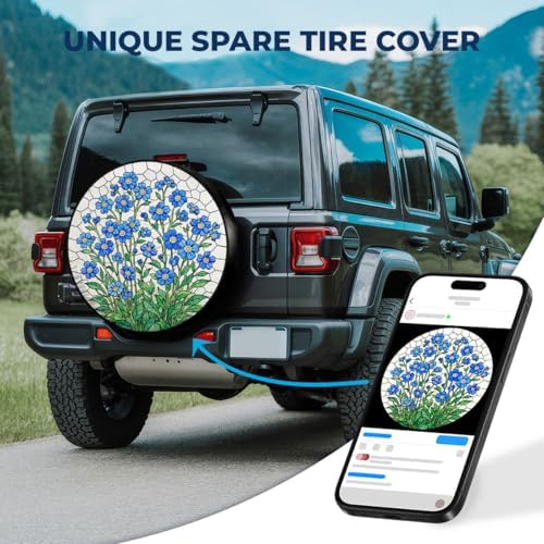 GENANY Blue Green Floral Thick PVC Leather Spare Tire Cover Size 18 - Image 2