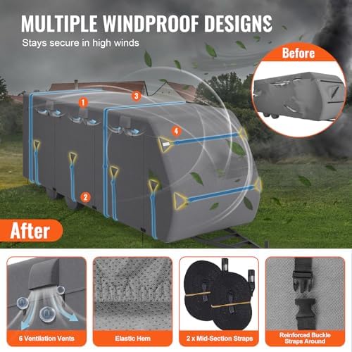 VEVOR Travel Trailer Cover, 30-33 ft RV Cover, 4-Layer Non-Woven Fabric Camper - Image 4