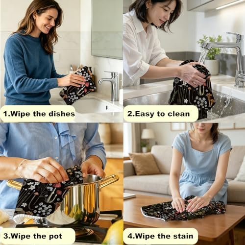 2 Pcs Black Mushroom Kitchen Towels, Mushroom Gifts - Image 5