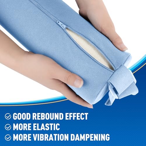 CushZone Memory Foam Lumbar Roll Support Pillow, Light Blue - Image 3