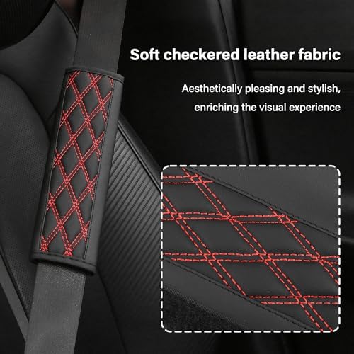 2PCS Car Seat Belt Cover Pads, Leather Seatbelt Covers Protect Shoulder and - Image 3