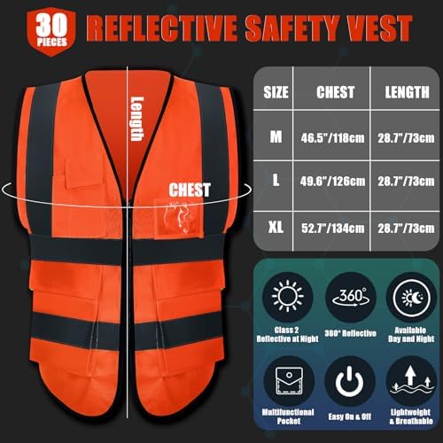 Leumoi 30 Pack Reflective Safety Vest - Image 2