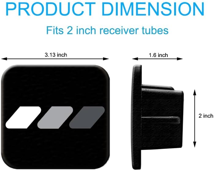 2 Inch Tri-Color 3 Color Logo Trailer Hitch Tube Cover Plug Cap, Rubber - Image 4