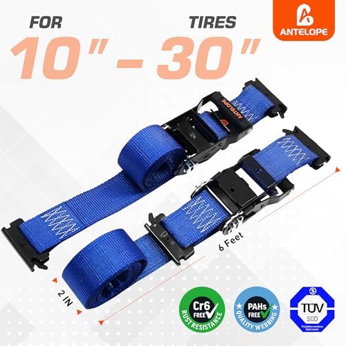 A ANTELOPE Heavy Duty Wheel Chock Tie Down Kit 2pk Trailer Tire Straps - Image 2