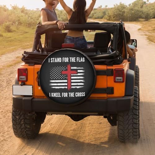 I Stand for The Flag, Kneel for The Cross Spare Tire Cover Dust-Proof Wheel - Image 4