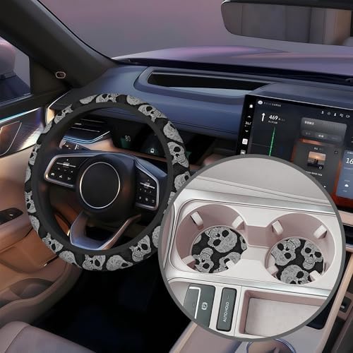 Floral Skull Steering Wheel Cover - Image 5