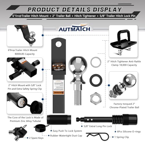 AUTMATCH Trailer Hitch Ball Mount - Image 2