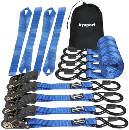 Ayaport Ratchet Straps Tie Downs, 1860lbs Break Strength, Larger Open S Hook W by Ayaport