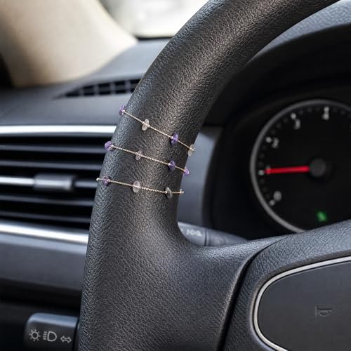 Natural Stone Rearview Mirror Charm Boho Aesthetic Purple - Image 2