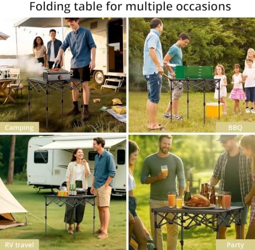 Anbte Roll Up Camping Table, Adjustable Height Max 27.5" - Image 5