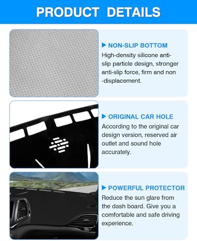 Autorder Dashboard Cover Mat for 2014-2023 Jeep Cherokee Accessories Dash Cover - Image 6