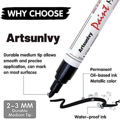 Artsunlvy Black Paint Pens Permanent Markers - Image 5