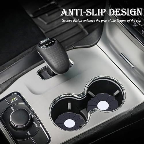 2-Pack Car Cup Holder Coaster Inserts, Daisy Shape, 2.75 Inch Non-Slip Silicone - Image 3