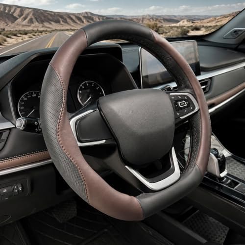 D Shaped Car Steering Wheel Cover 14.5"-15", Non-Folding Packaging by Mihecor