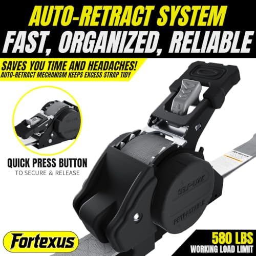 Retractable Ratchet Straps, Motorcycle, Pickup Truck - Image 4