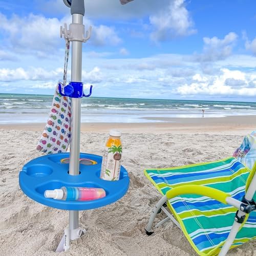 AMMSUN 13" Portable Beach Umbrella Table Tray Blue - Image 2