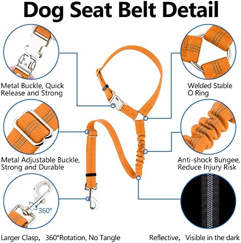 Plutus Pet Dog Seat Belt for Car Headrest, Reflective - Image 2