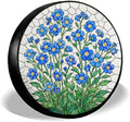 GENANY Blue Green Floral Thick PVC Leather Spare Tire Cover Size 18 by GENANY