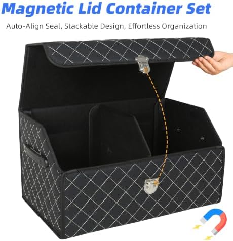 Car Trunk Organizer with Sturdy Faux Leather Lid - Image 3