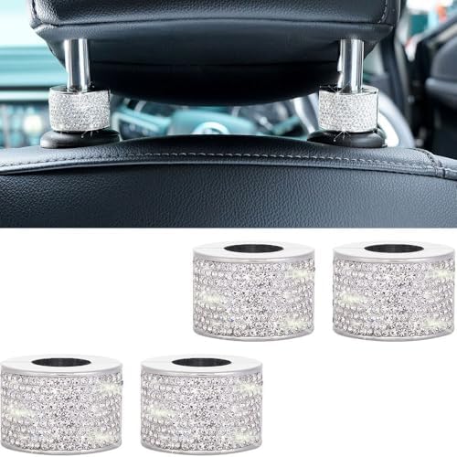 4PCS Crystal Rhinestone Bling Car Headrest Collars, Automotive Magnetic by MINGZAIQIPEI