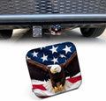 Trailer Hitch Cover for 2" Receivers Bald Eagle, American Flag Waving Flying by Beabes