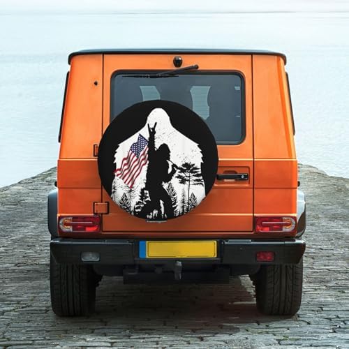 Spare Tire Cover with Camping Bigfoot American Flag Pattern 14inch - Image 5