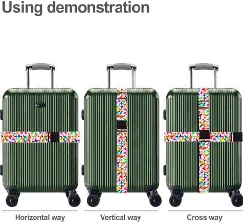 2PC, Geometric Luggage Strap 1.97 x 70.87 inch Colorful Hexagon Pattern - Image 3