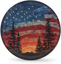 Spare Tire Cover Forest Camping American Flag Wheel Covers Protectors by cfpolar