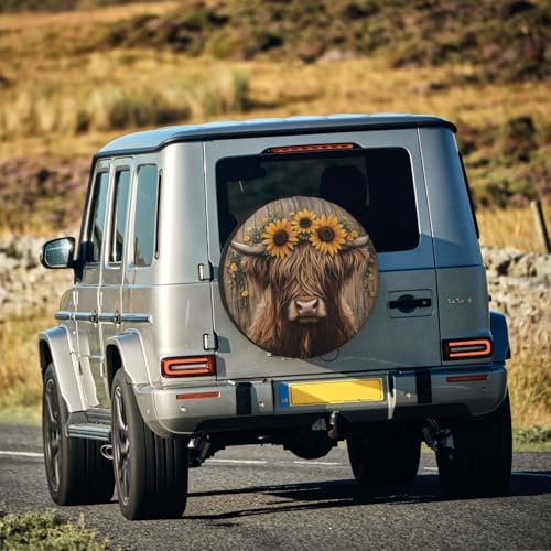 Spare Tire Cover for RV Camper, Highland Cow Sunflower Farmhouse Tire Cover - Image 7