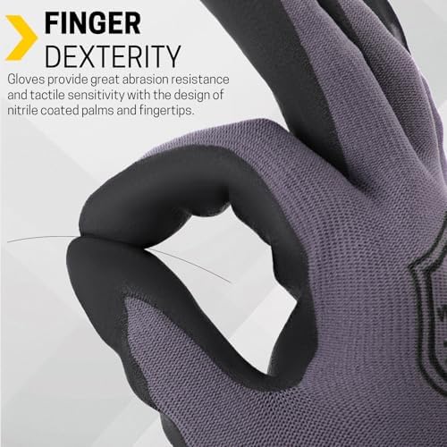 FURWEY Work Gloves, 16/32Pairs Nitrile, Seamless Nylon Knit - Image 6