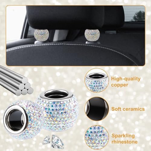 BFXM 4 Pcs Car Headrest Collars, Bling Head Rest Collars Rings Decoration - Image 4