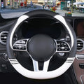 15 inch Cute Leather D Shape Steering Wheel Cover Black White by Binsheo