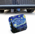Hitch Cover 2" Starry Night, Van Gogh Moon Mountain Village Painting Rubber by Beabes