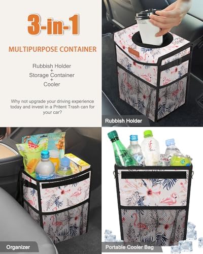 Pritent Car Trash Can with Lid Leakproof Car Garbage Bag Vehicle Trash Bin - Image 5