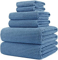 POLYTE 430 GSM Poly Blend Microfiber Quick Dry Waffle Bath Towel Set of 6 by Polyte