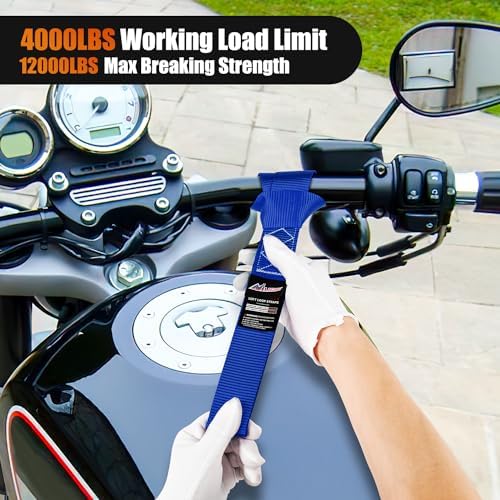 Nilight Soft Loop 1.7"x17" Motorcycle Tie Down Straps 12, 000LBS 8PK Blue - Image 6